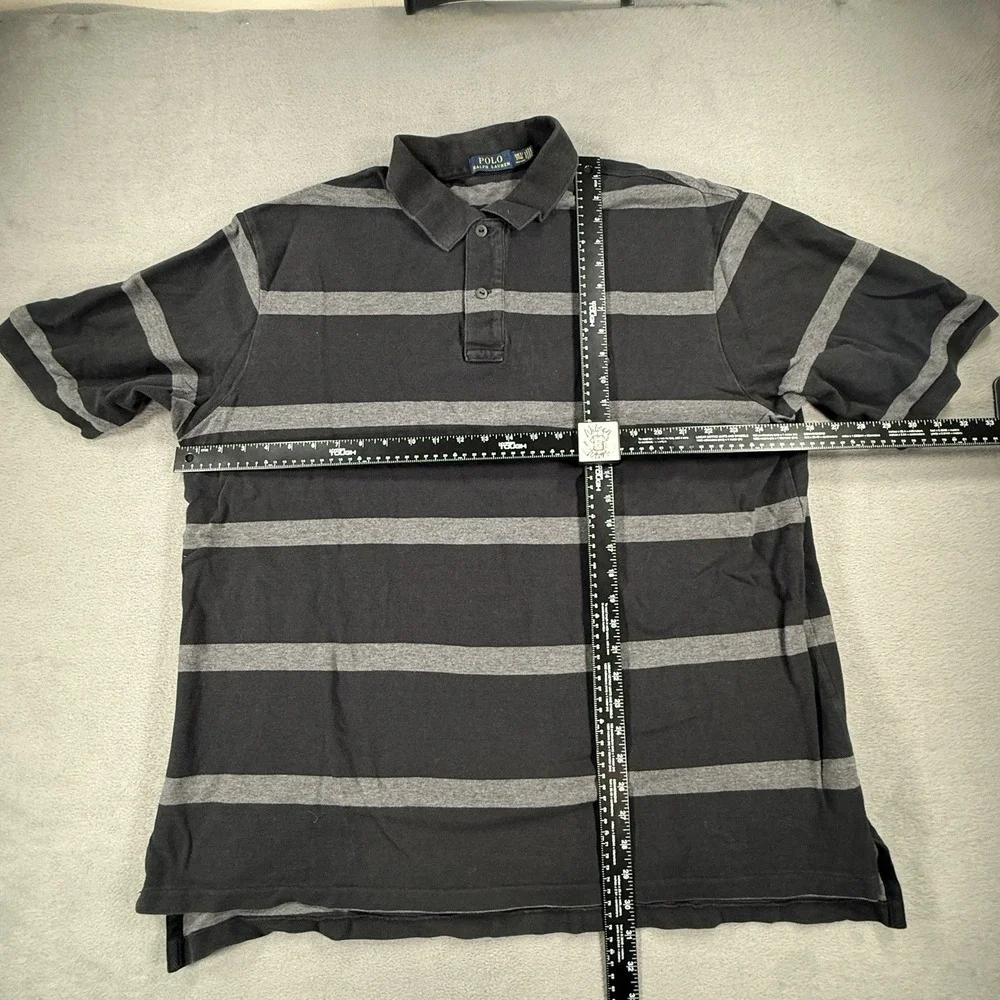 Polo Ralph Lauren Striped Short Sleeve Black Polo Mens Size 2XLt Tall